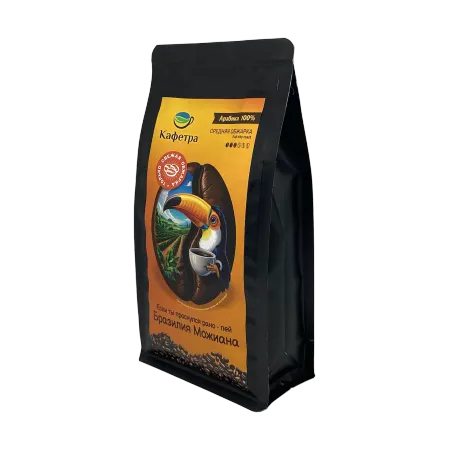 Кофе в зернах свежей обжарки Арабика Бразилия Можиана Full City Roast Кафетра - 500г