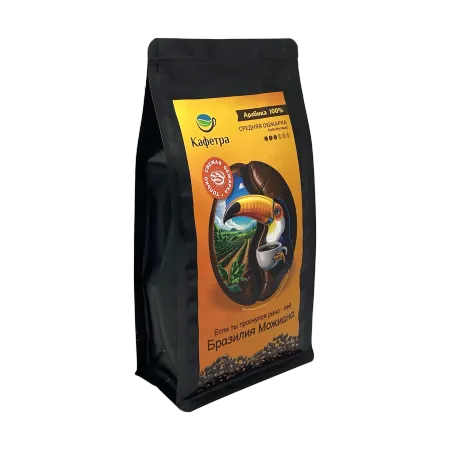 Кофе в зернах свежей обжарки Арабика Бразилия Можиана Full City Roast Кафетра - 500г