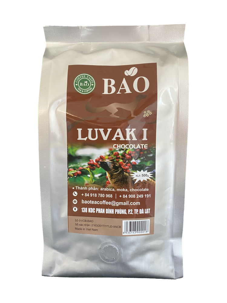 картинка Вьетнамский кофе в зернах Шоколадный Лювак Ай (Chocolate Luvak I) - BAO в интернет-магазине Кафетра